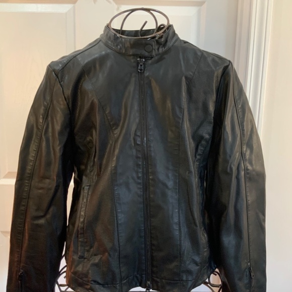 CALVIN KLEIN JEANS BLACK FAUX LEATHER JACKET SIZE XL - Picture 2 of 7